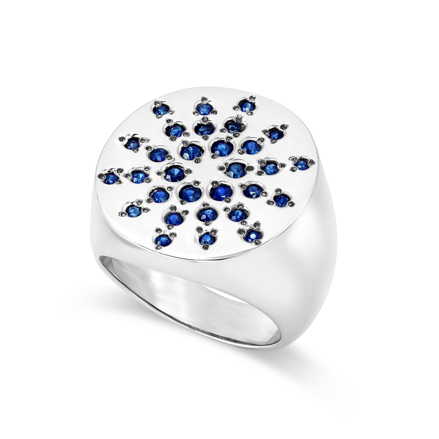 Limited Edition Cardano Ring - 18k White Gold Blue Sapphires
